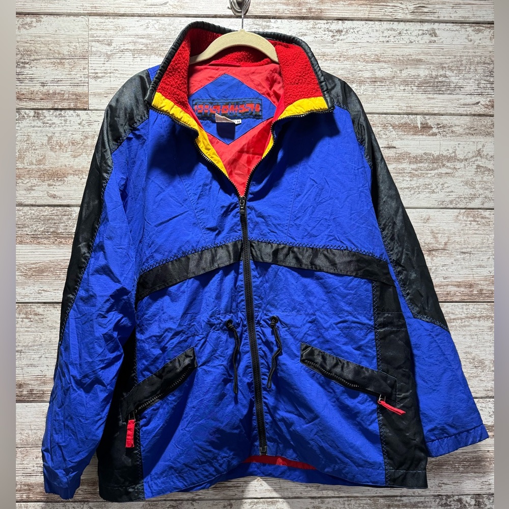 Vintage East West Blue and Black Zip-Up Jacket M